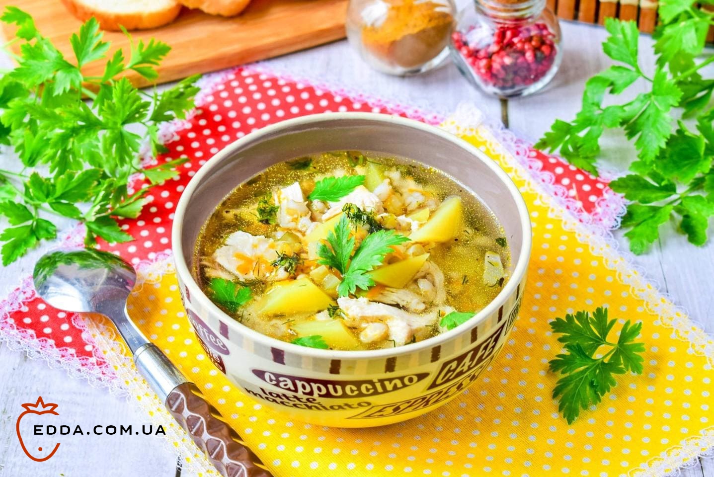 Розсольник з куркою та перловкою