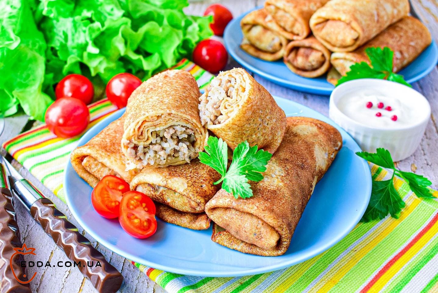 Млинці з м'ясом та рисом
