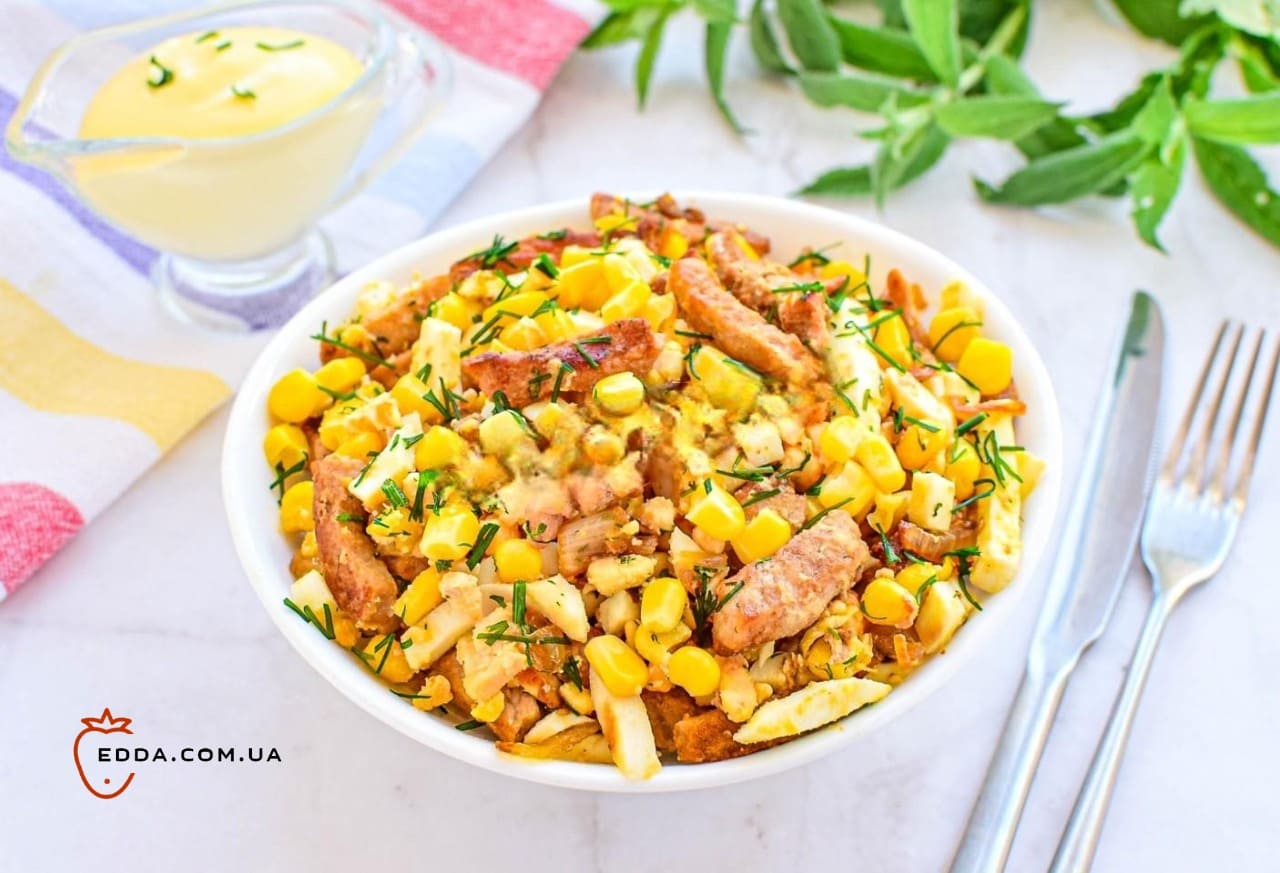 Салат з м'ясом і кукурудзою