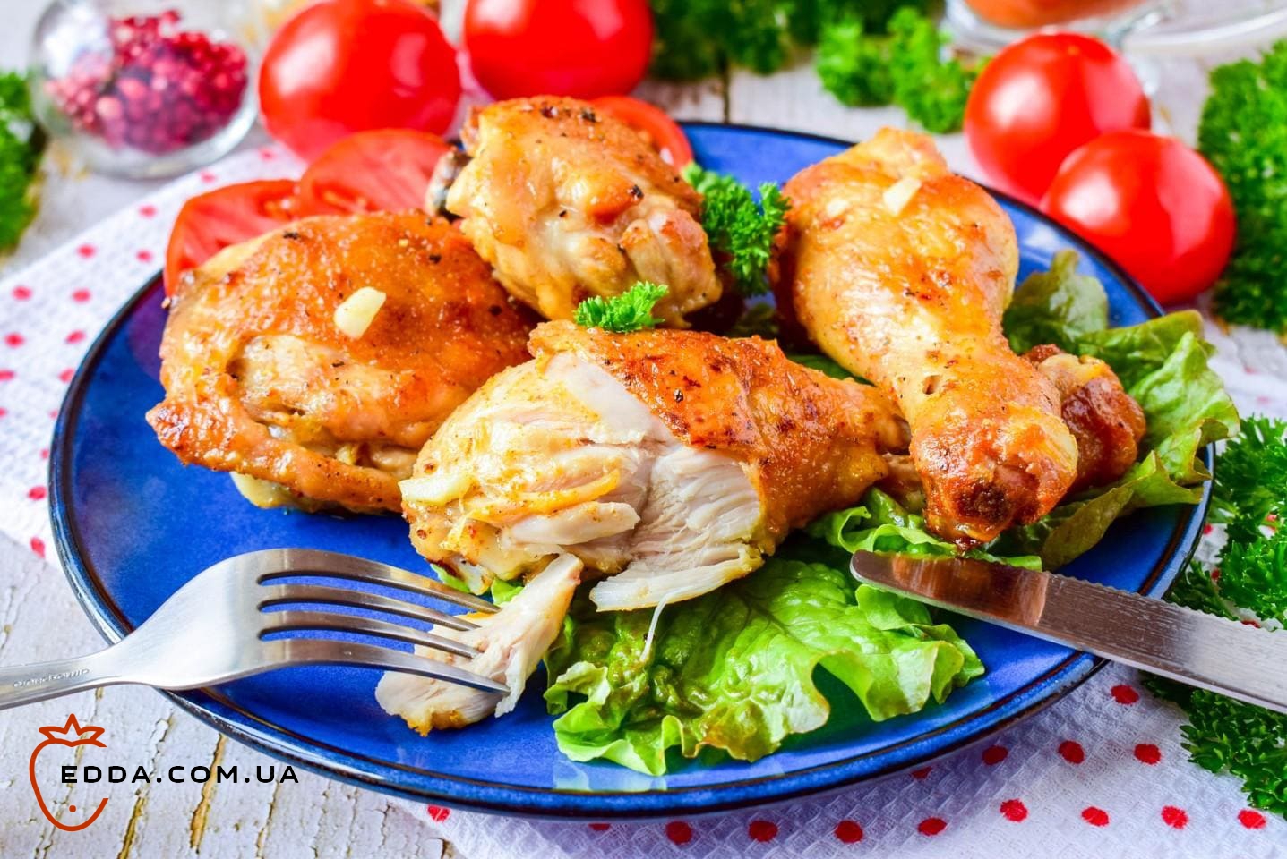 Курка з часником на сковороді смажена