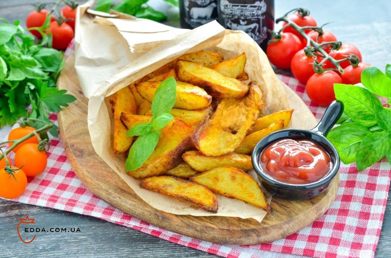 Картопля часточками по-селянськи в духовці