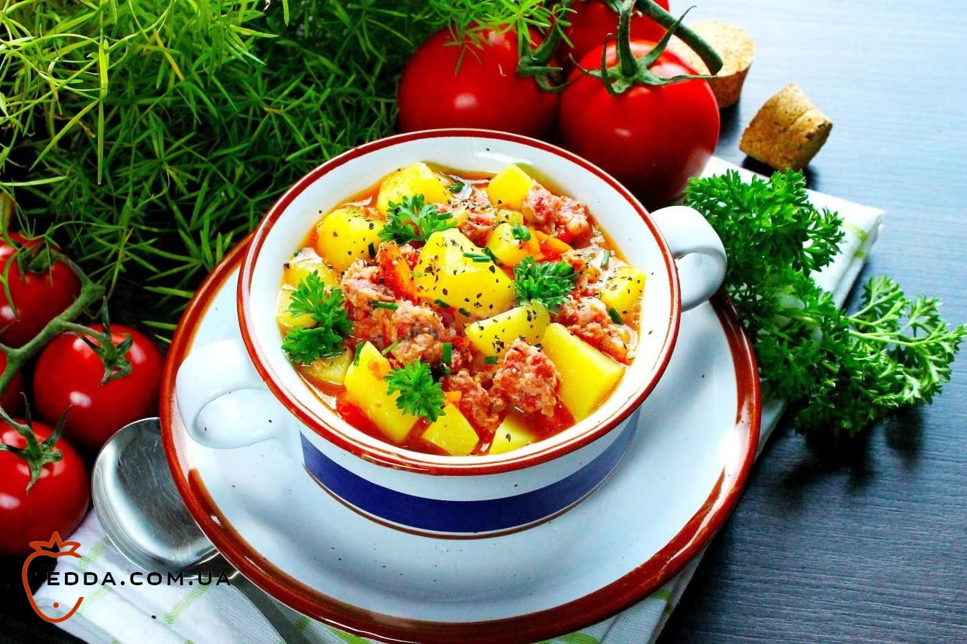 Картопля з тушонкою в казані на плиті