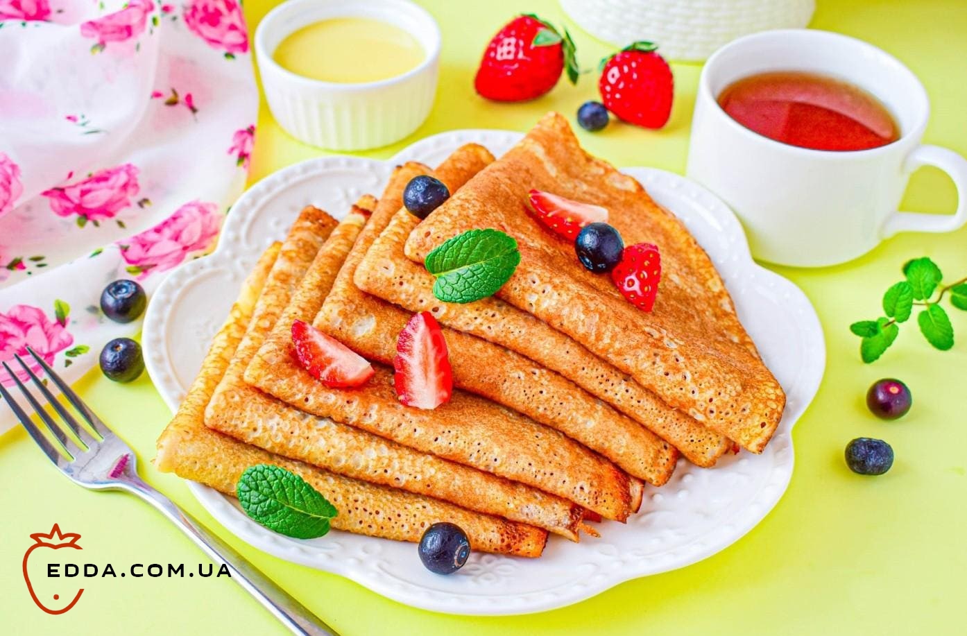 Млинці на ряжанці з окропом