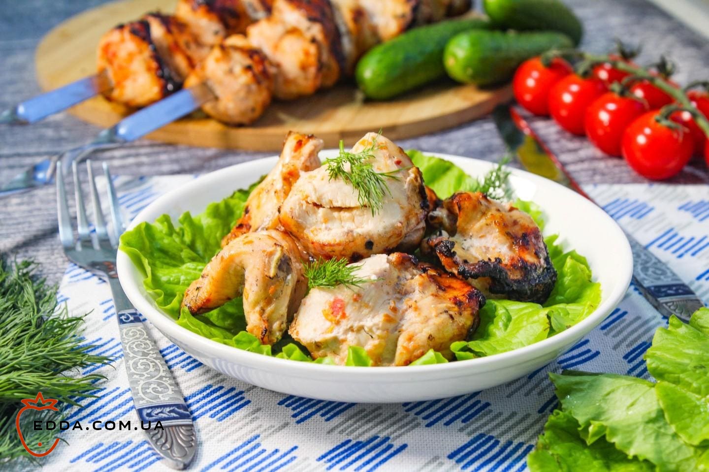 Шашлик з курки з цибулею