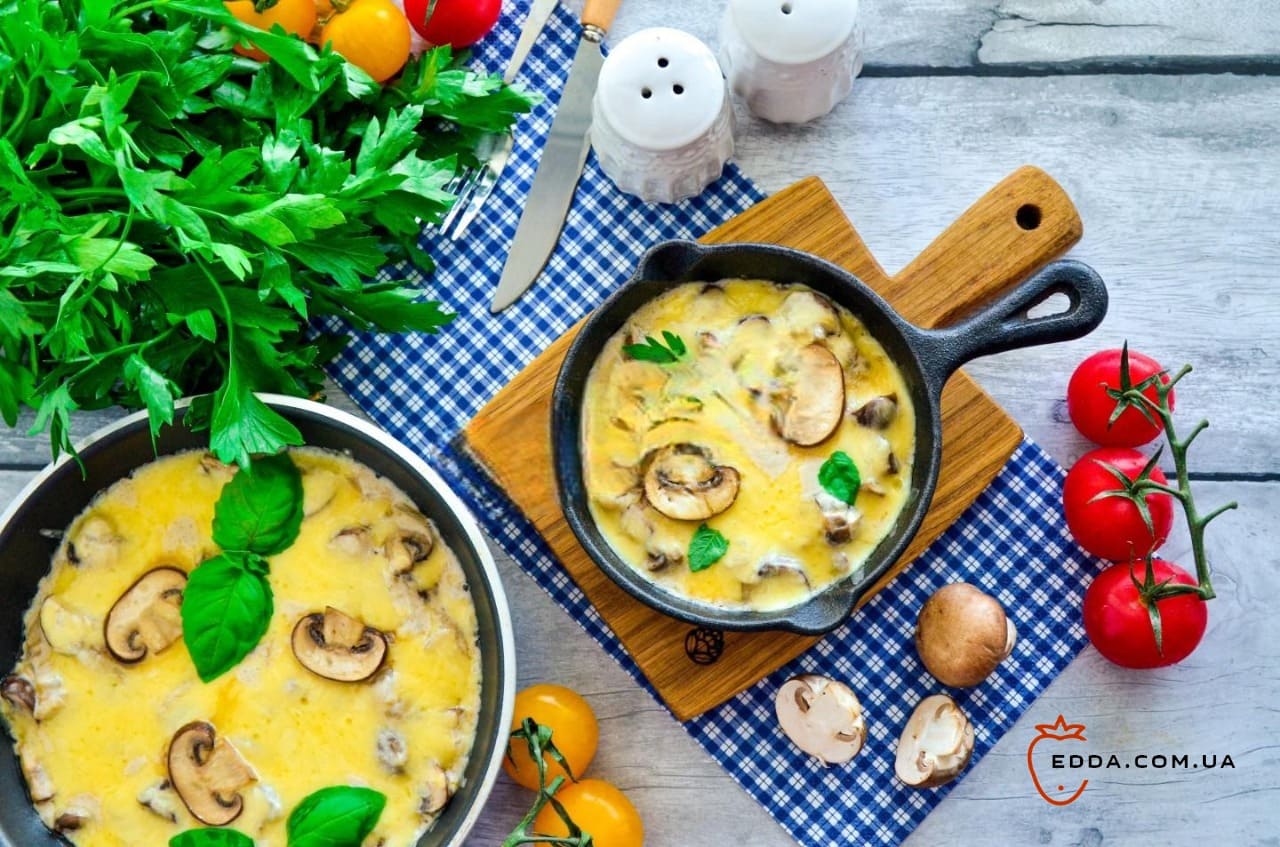 Жульєн з грибами та сиром на сковороді