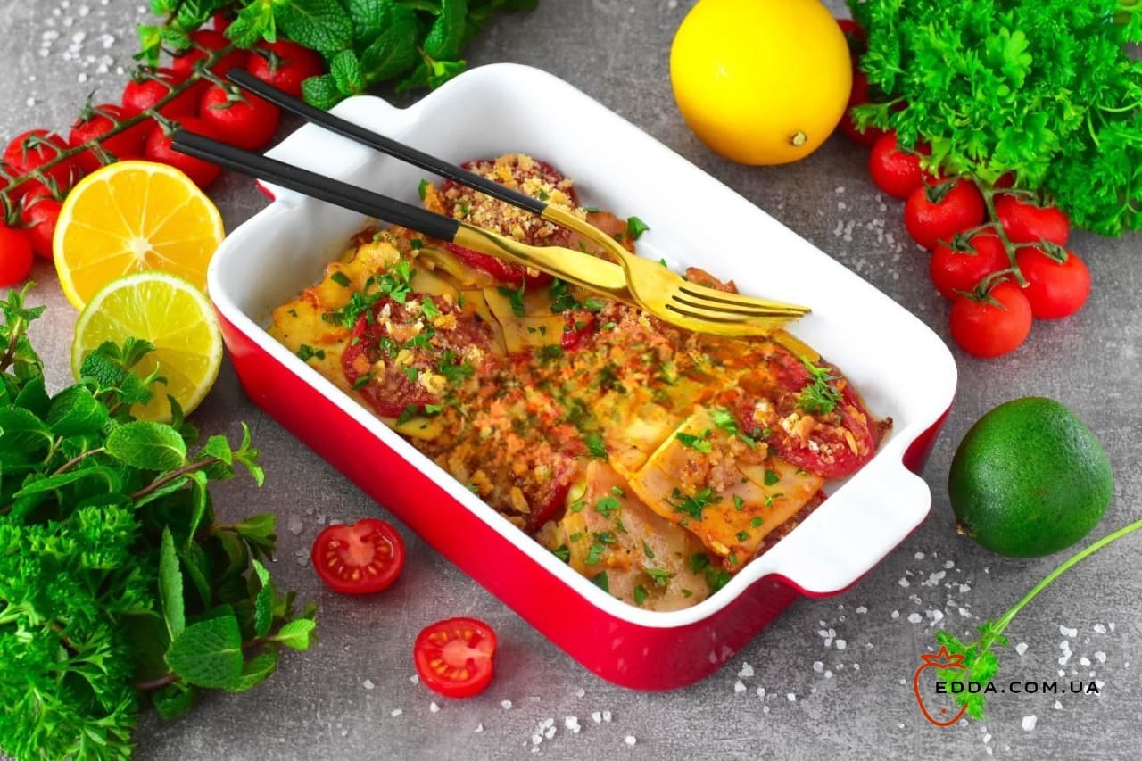 Кальмари з помідорами