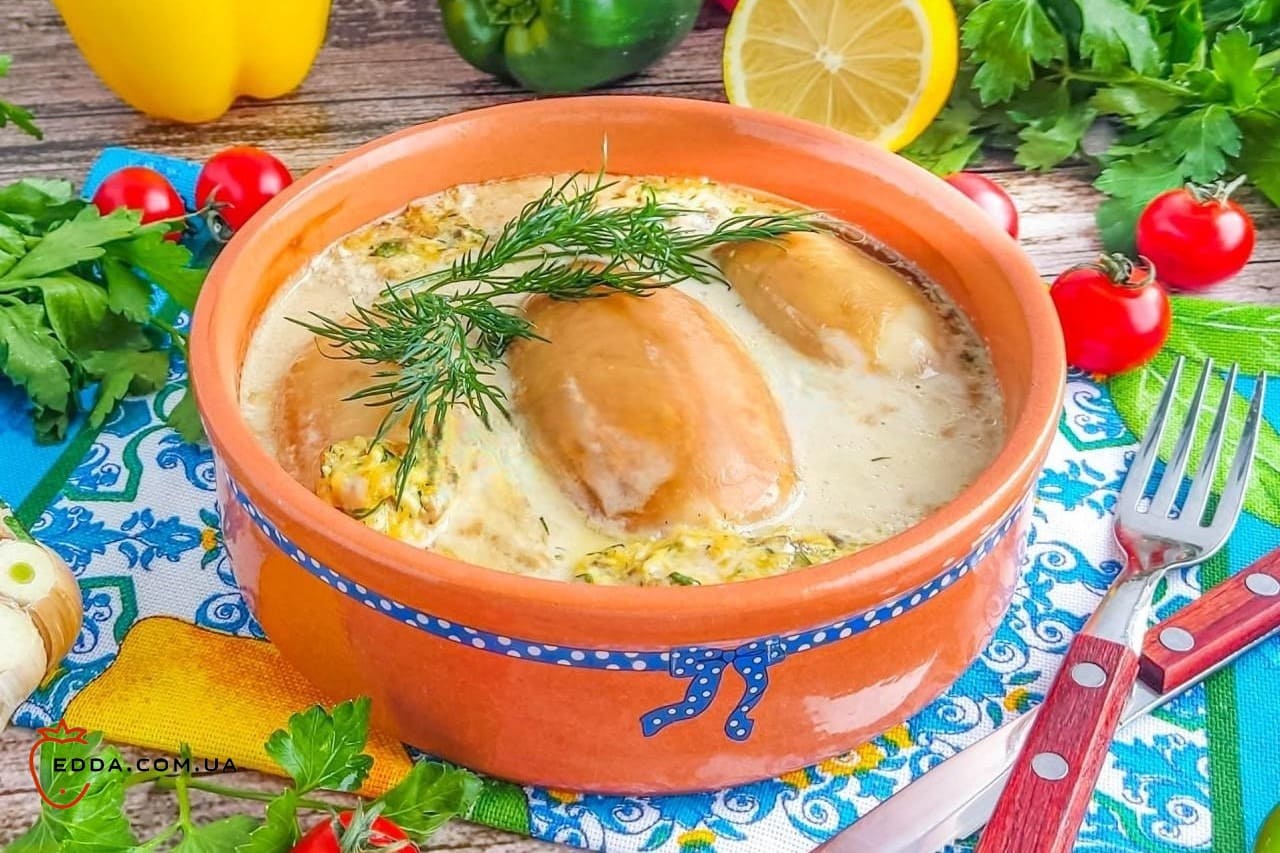 Кальмари в сметанному соусі в духовці