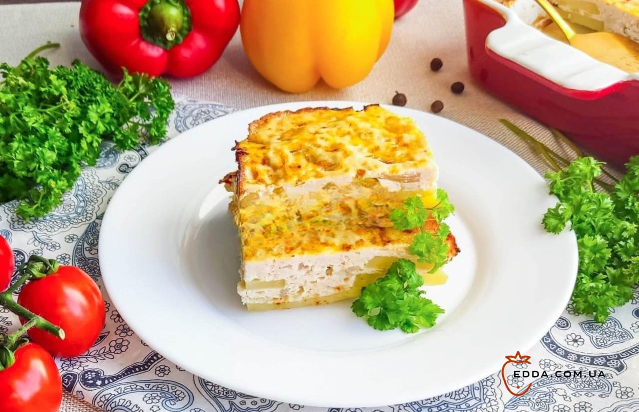 Картопля з курячим фаршем у духовці