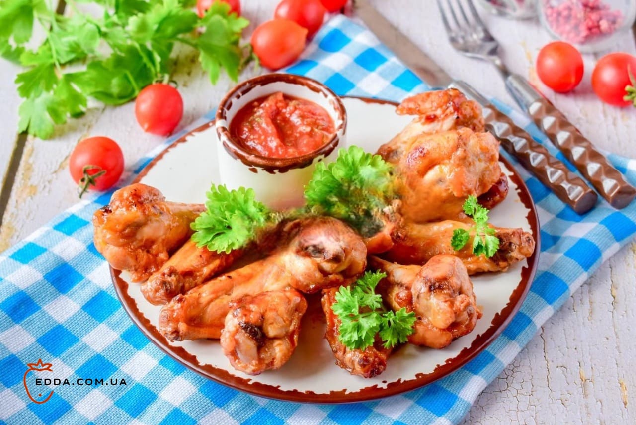 Крильця в медовому соусі на сковороді
