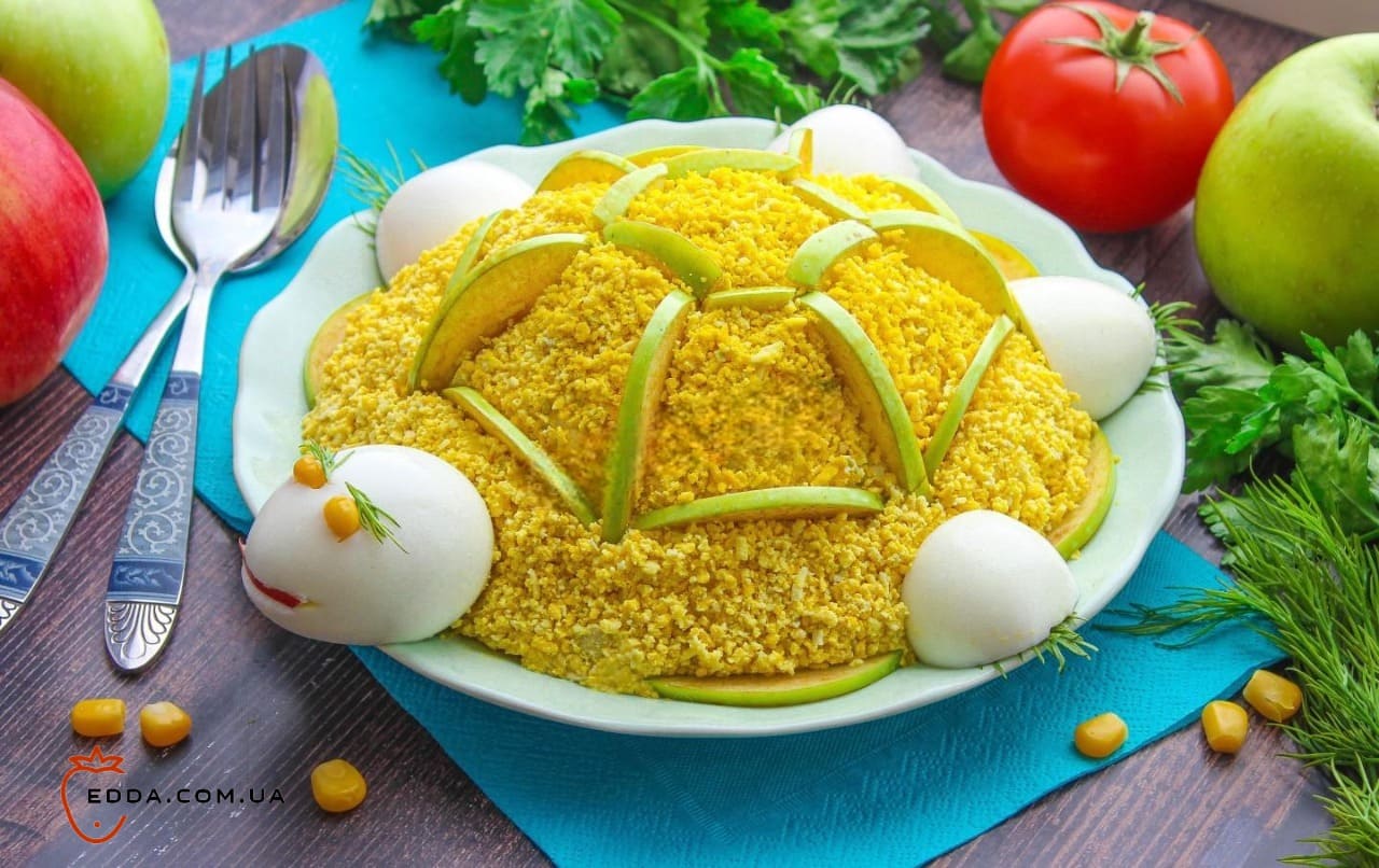 Салат Черепаха з грибами