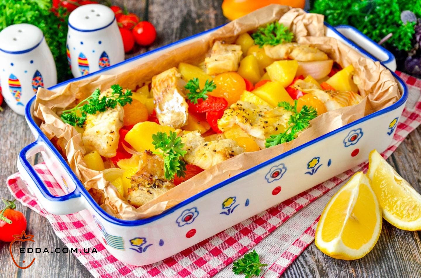 Риба запечена з картоплею в духовці