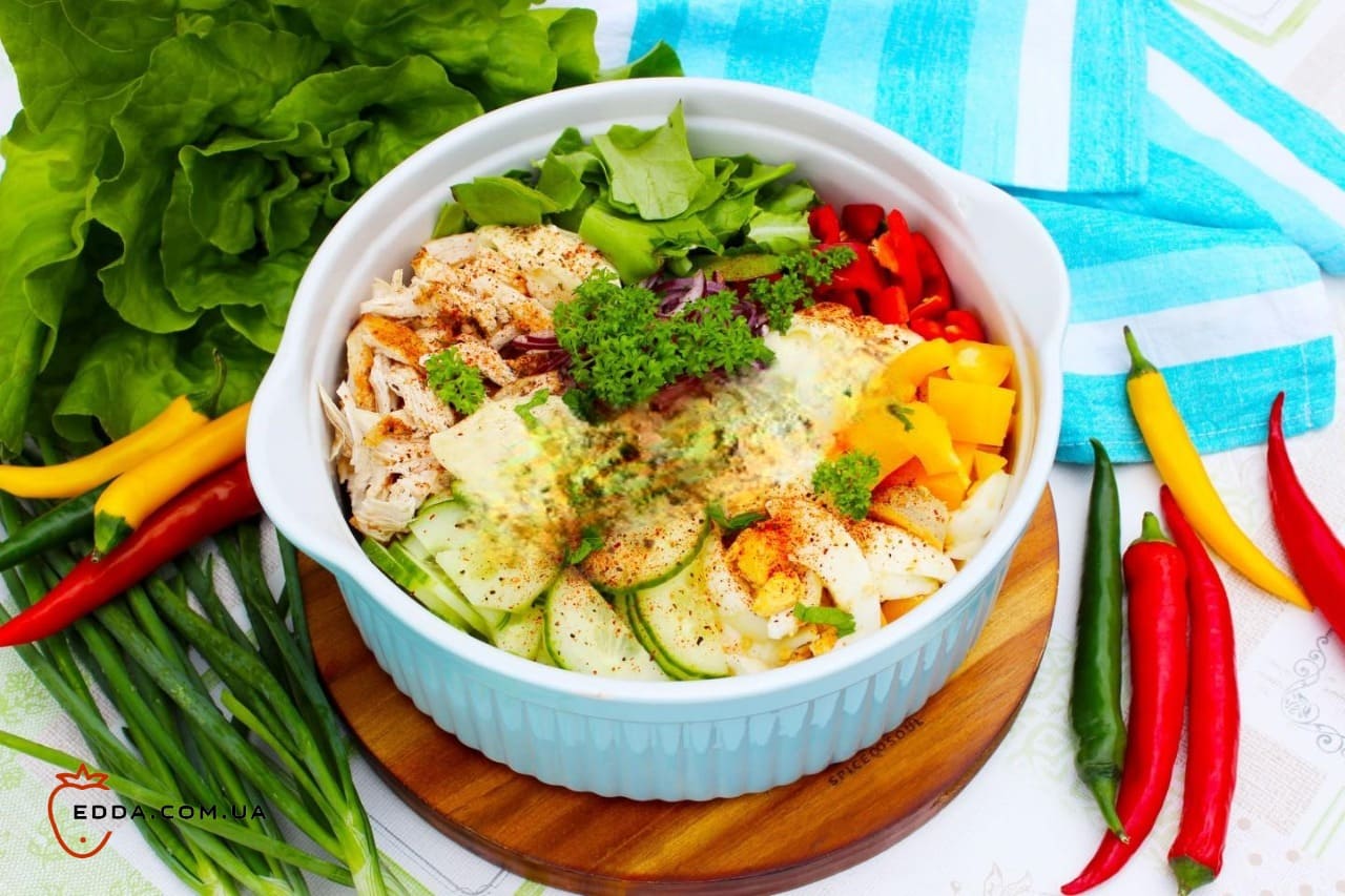 Салат зі смаженою куркою