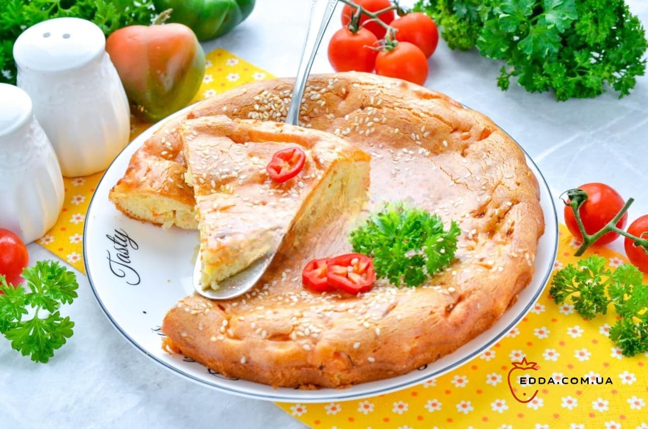 Заливний пиріг з капустою на майонезі